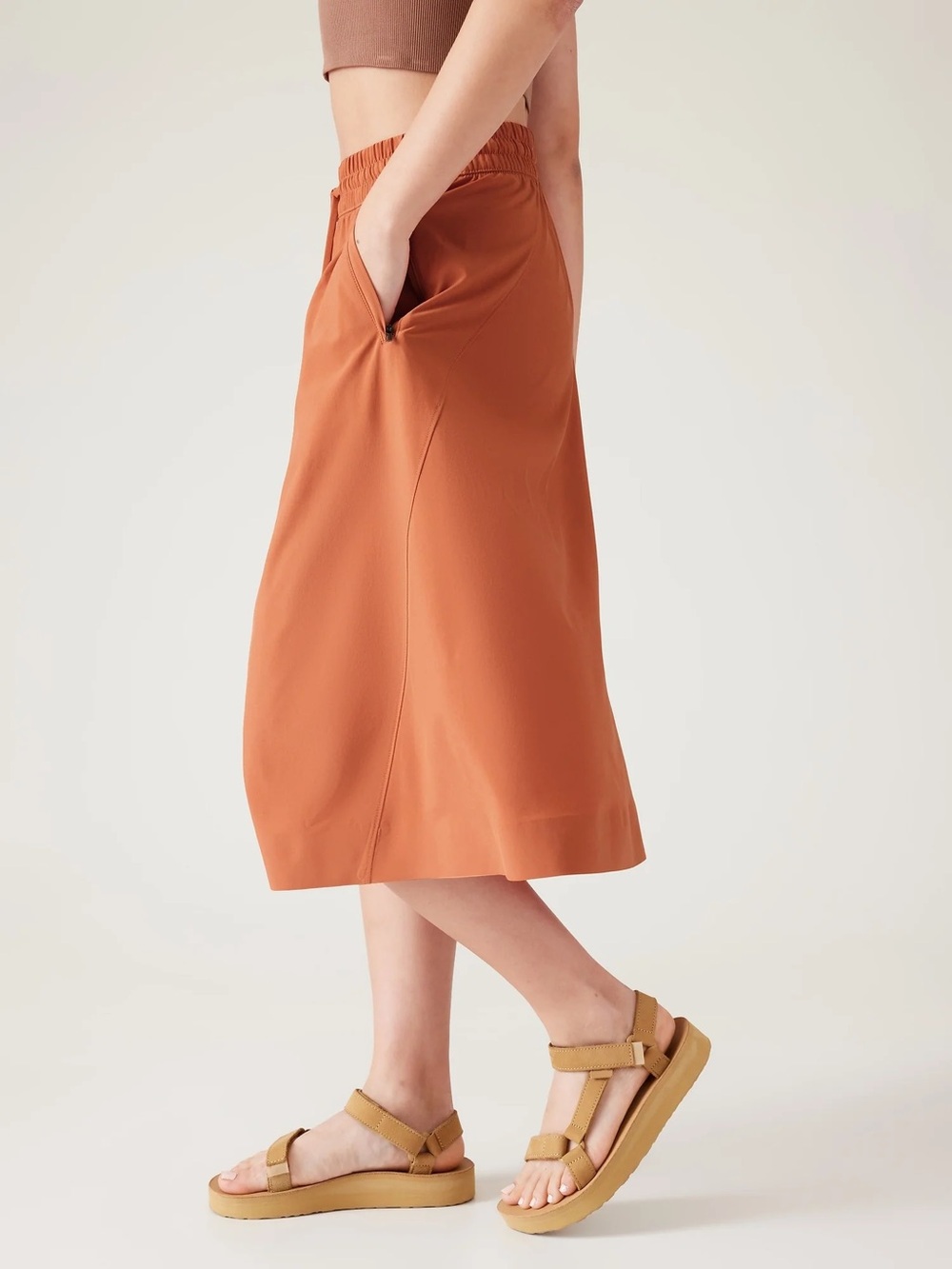 Athleta Rust Orange Midi Skirt